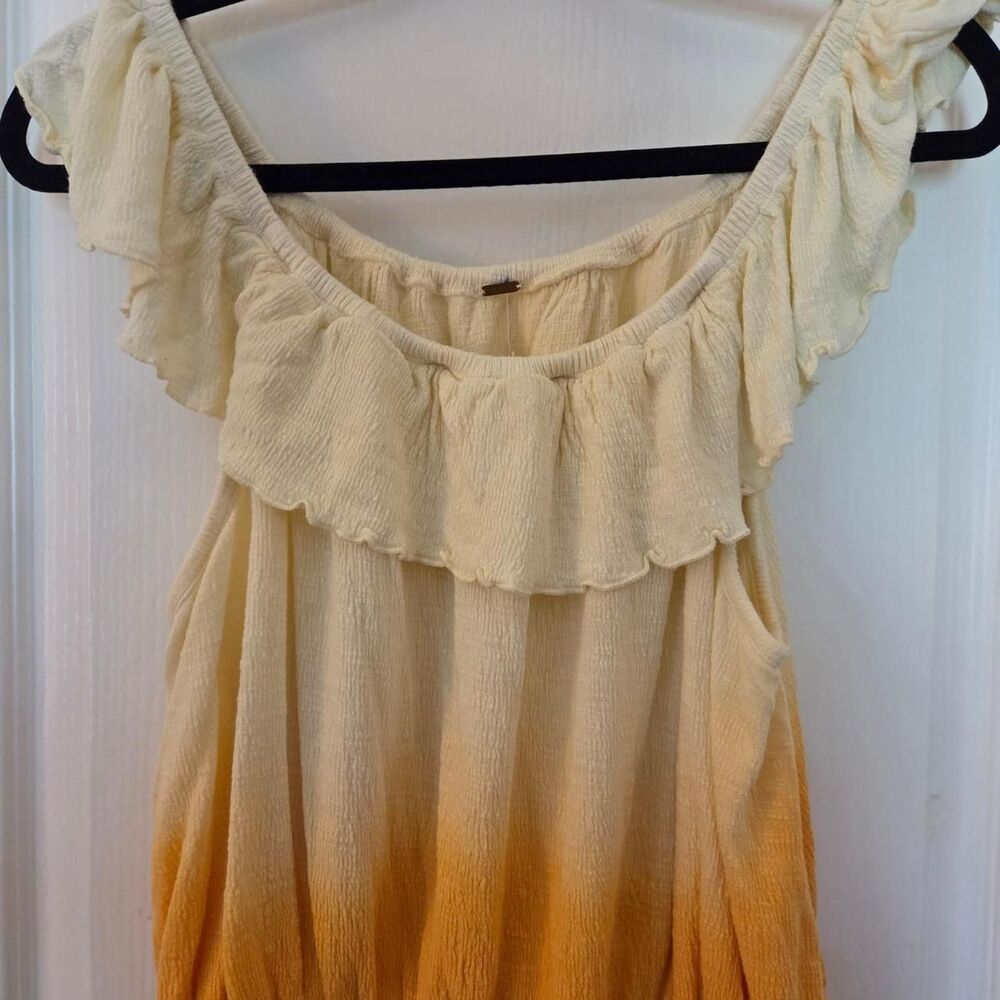 Free-people Women's Yellow and Cream Blouse